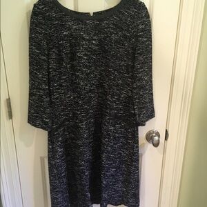 Talbots Black and White Textured Knit Shift Dress